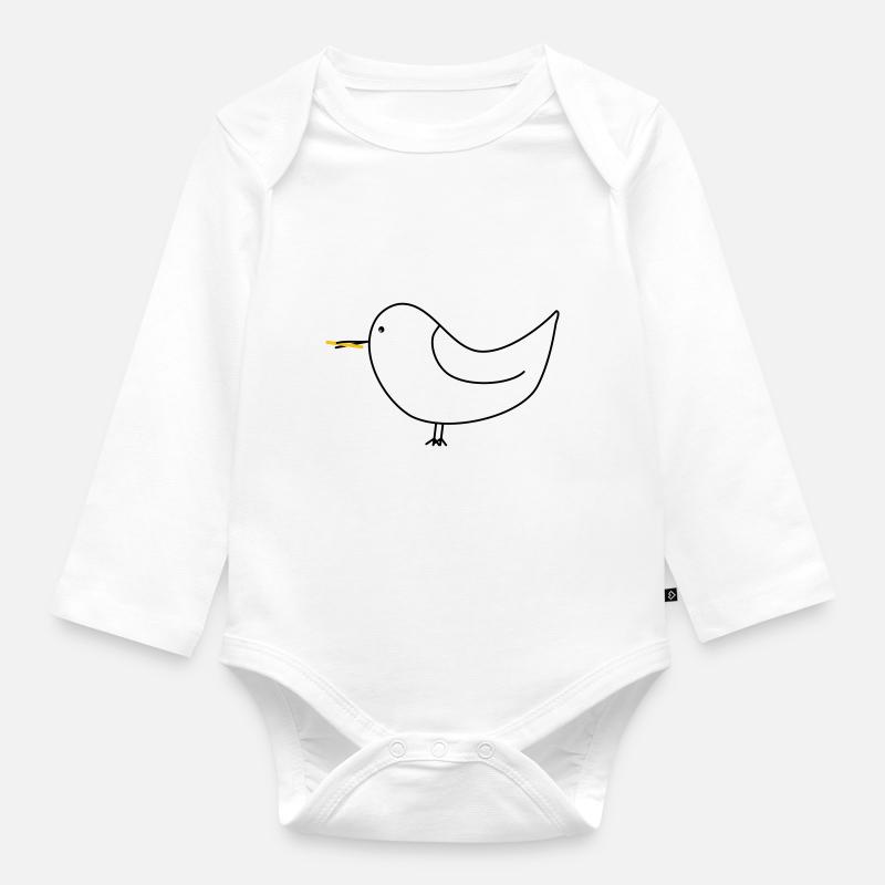 Weiße Möwe mit Pommes - Baby Bio-Langarm-Body - Weiß