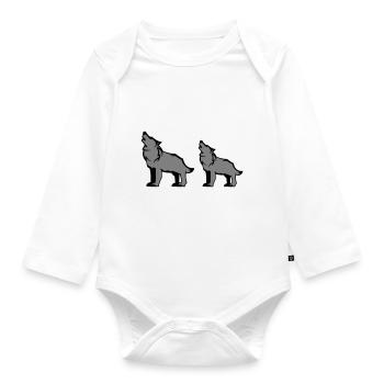 Wolf pack - Organic Longsleeve Baby Bodysuit - white - Front