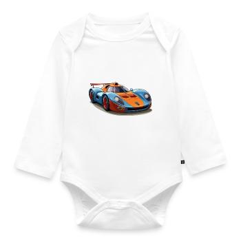 Sports car - Organic Longsleeve Baby Bodysuit - white - Front