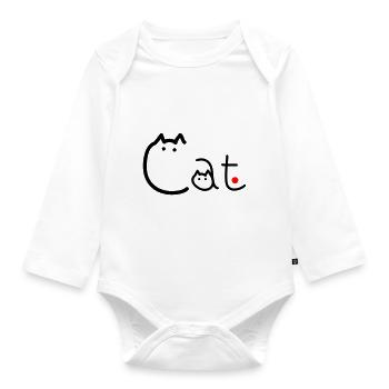 Katze in Katzen geschrieben - Baby Bio-Langarm-Body - Weiß - Vorne