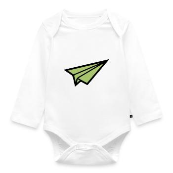 papierflieger 02 - Baby Bio-Langarm-Body - Weiß - Vorne