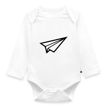 papierflieger 01 - Baby Bio-Langarm-Body - Weiß - Vorne