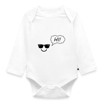 smileface Salut - Body Bébé bio manches longues - blanc - Devant