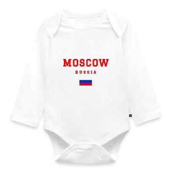 Moscow, Russia - Organic Longsleeve Baby Bodysuit - white - Front