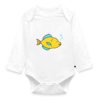 Bande dessinée de poisson - Body Bébé bio manches longues - blanc - Devant