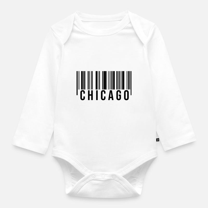 Chicago Barcode - Organic Longsleeve Baby Bodysuit - white