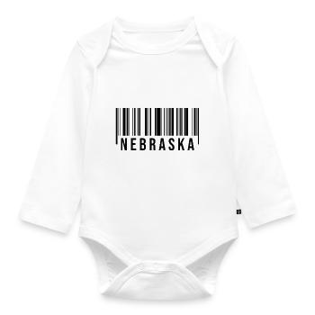 Nebraska Barcode - Baby Bio-Langarm-Body - Weiß - Vorne