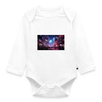 crowded place in tokyo rush hour - Organic Longsleeve Baby Bodysuit - white - Front