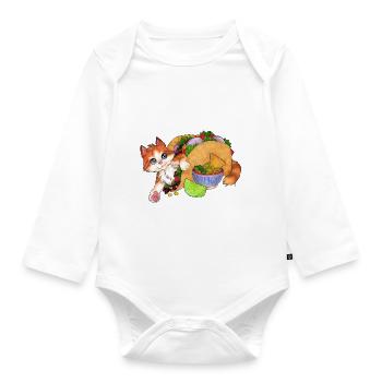 Tacocat Lustige Katze in einem Taco Geschenk - Baby Bio-Langarm-Body - Weiß - Vorne