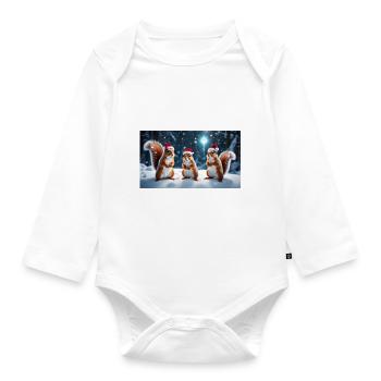 Trois écureuils de Noël - Body Bébé bio manches longues - blanc - Devant