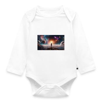 View in space - Organic Longsleeve Baby Bodysuit - white - Front