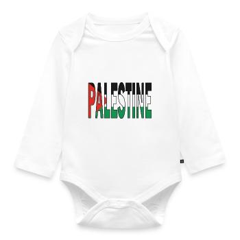 Palestine in Nationalfarben - Baby Bio-Langarm-Body - Weiß - Vorne