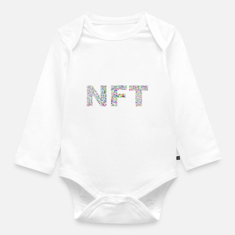 NFT Text - Organic Longsleeve Baby Bodysuit - white
