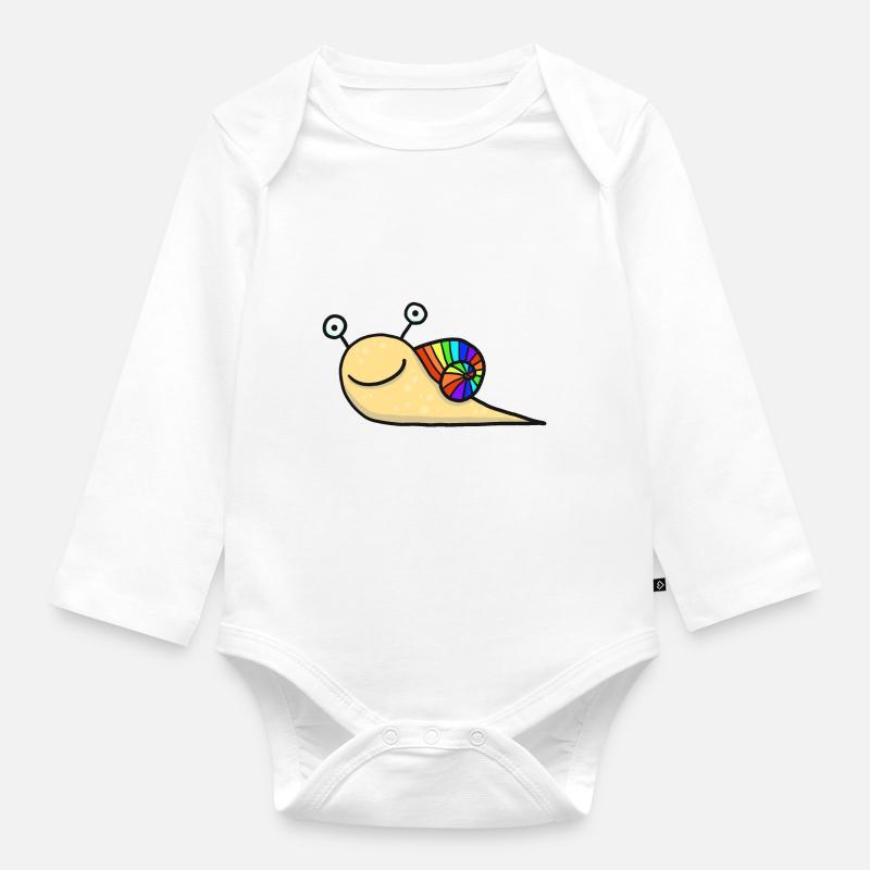 Escargot arc-en-ciel - Body Bébé bio manches longues - blanc