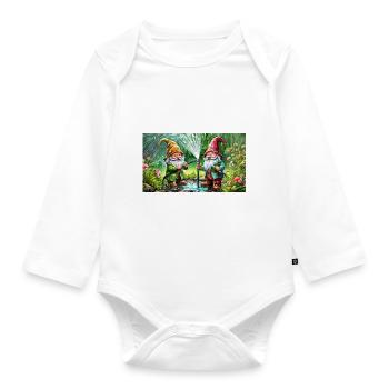 Mignons petits gnomes Vie quotidienne – bataille d’eau - Body Bébé bio manches longues - blanc - Devant