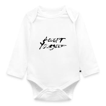 Accept yourself black - Organic Longsleeve Baby Bodysuit - white - Front