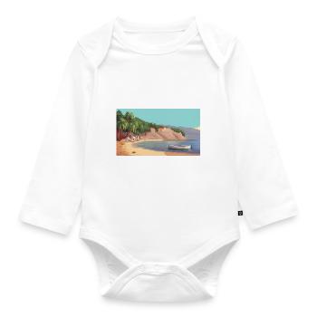 Zlatni Rat, Croatia - Pixel Art - Organic Longsleeve Baby Bodysuit - white - Front