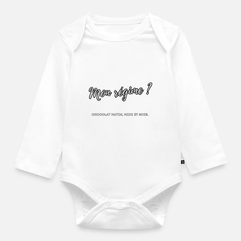 Mon régime ? - Body Bébé bio manches longues - blanc