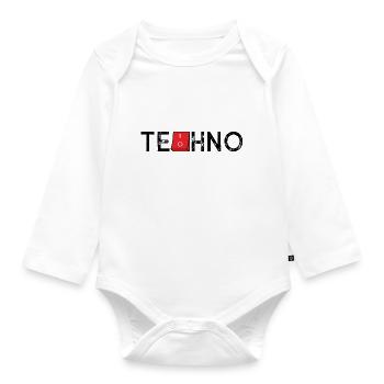 Techno On Off - Baby Bio-Langarm-Body - Weiß - Vorne