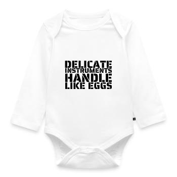 Handle like eggs - Organic Longsleeve Baby Bodysuit - white - Front