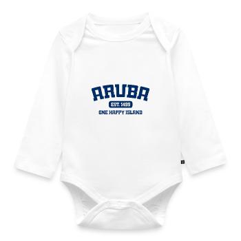 Aruba - Est. 1499 - Dutch Caribbean - Karibik - Organic Longsleeve Baby Bodysuit - white - Front