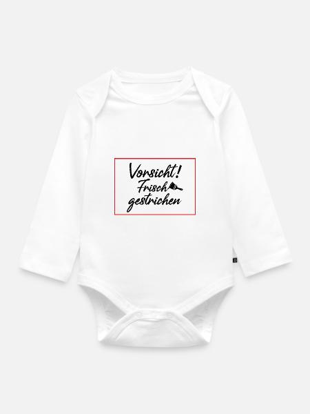Vorsicht frisch gestrichen - Baby Bio-Langarm-Body - Weiß