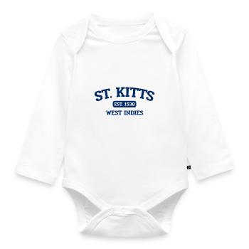 Saint Kitts and Nevis - Caribbean - West Indies - Organic Longsleeve Baby Bodysuit - white - Front