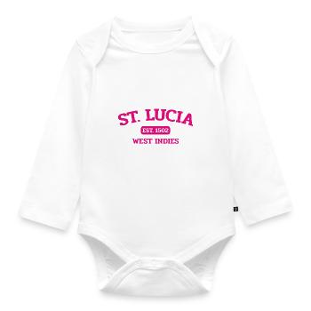 Saint Lucia - Castries - Karibik- West Indies - Baby Bio-Langarm-Body - Weiß - Vorne