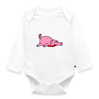 Grillon de porc mort inconscient mangeant de la viande - Body Bébé bio manches longues - blanc - Devant