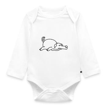Grillon de porc mort inconscient mangeant de la viande - Body Bébé bio manches longues - blanc - Devant