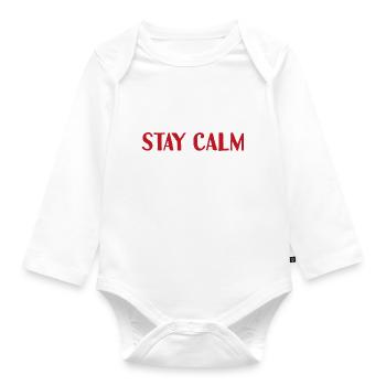 Stay Calm - Baby Bio-Langarm-Body - Weiß - Vorne