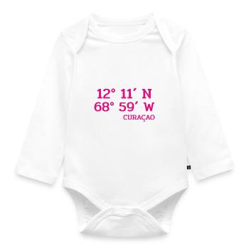 Curacao Coordinates - Coordinates - Caribbean - Organic Longsleeve Baby Bodysuit - white - Front