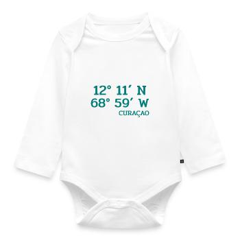 Curacao Coordinates - Coordinates - Caribbean - Organic Longsleeve Baby Bodysuit - white - Front