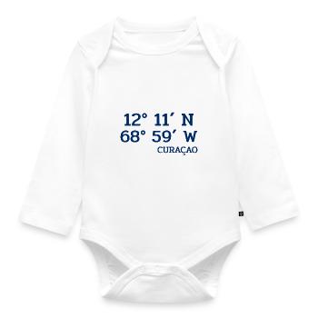 Curacao Coordinates - Coordinates - Caribbean - Organic Longsleeve Baby Bodysuit - white - Front