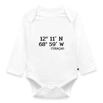 Curacao Coordinates - Coordinates - Caribbean - Organic Longsleeve Baby Bodysuit - white - Front
