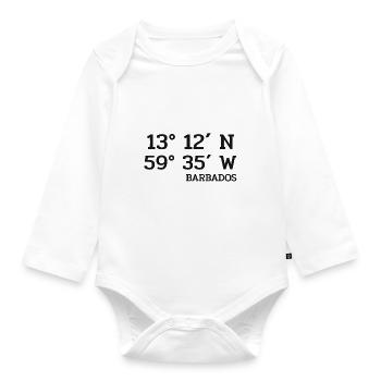 Barbados Coordinates - Koordinaten - West Indies - Organic Longsleeve Baby Bodysuit - white - Front