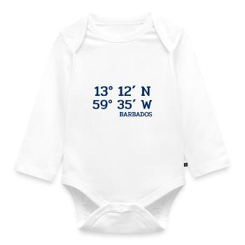 Barbados Coordinates - Koordinaten - West Indies - Organic Longsleeve Baby Bodysuit - white - Front