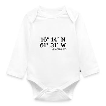 Guadeloupe Coordinates - Coordinates - Caribbean - Organic Longsleeve Baby Bodysuit - white - Front