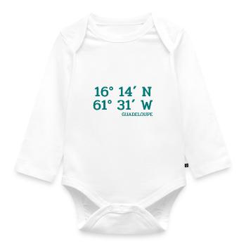 Guadeloupe Coordinates - Coordinates - Caribbean - Organic Longsleeve Baby Bodysuit - white - Front
