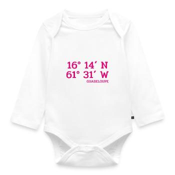 Guadeloupe Coordinates - Coordinates - Caribbean - Organic Longsleeve Baby Bodysuit - white - Front