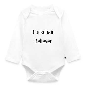 Blockchain believer - Organic Longsleeve Baby Bodysuit - white - Front