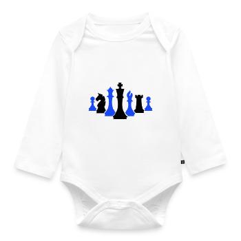 Chess Pieces Chess - Organic Longsleeve Baby Bodysuit - white - Front