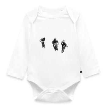 BMX Rennen Rennen ATV Motocross - Baby Bio-Langarm-Body - Weiß - Vorne