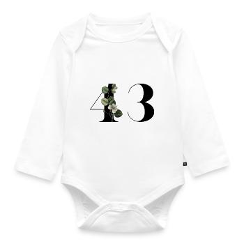 Numéro 43 floral vert - 43e anniversaire floral - Body Bébé bio manches longues - blanc - Devant