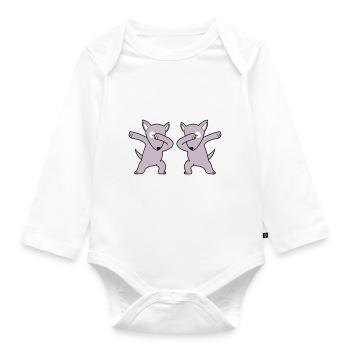 dabbing pour chien - Body Bébé bio manches longues - blanc - Devant