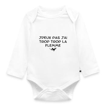 Ich kann nicht, ich bin zu faul - Baby Bio-Langarm-Body - Weiß - Vorne