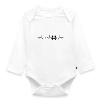 Heartbeat, lungs - Organic Longsleeve Baby Bodysuit - white - Front