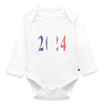 2024 Blue White Red - Organic Longsleeve Baby Bodysuit - white - Front