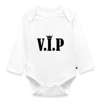 vip crown - Baby Bio-Langarm-Body - Weiß - Vorne