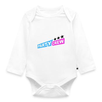 Party Crew Fun Stars Celebrate Team Friends Member - Organic Longsleeve Baby Bodysuit - white - Front